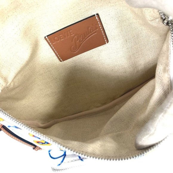 LOEWE anagram Waist Pouch Shoulder Bag PAULA'S IBIZA body bag White x Blue - Picture 11 of 16